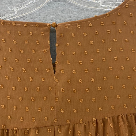 Pretty Garden Women's Brown Long Sleeve Tiered Swiss Dot Blouse L Boho Coquette - Picture 6 of 8